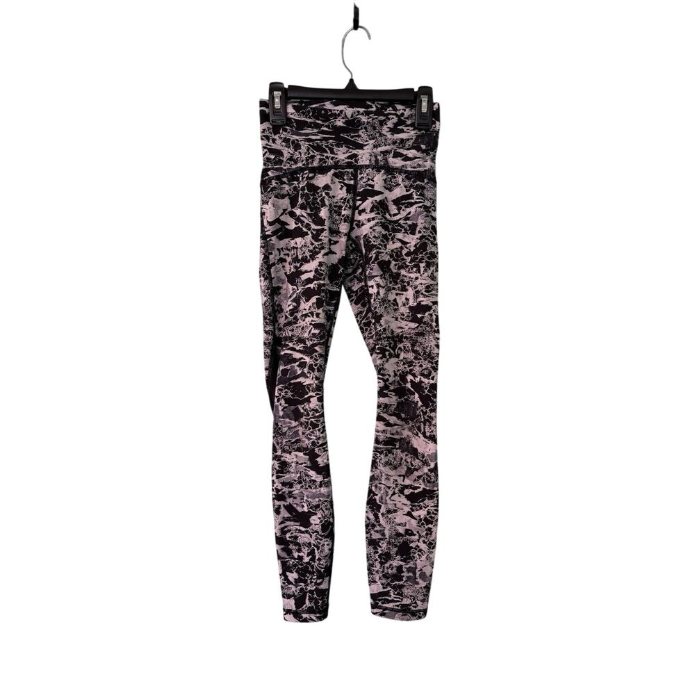 Lululemon Womens 2 Black White Wunder Under High Rise Full-On Leggings 20” Waist